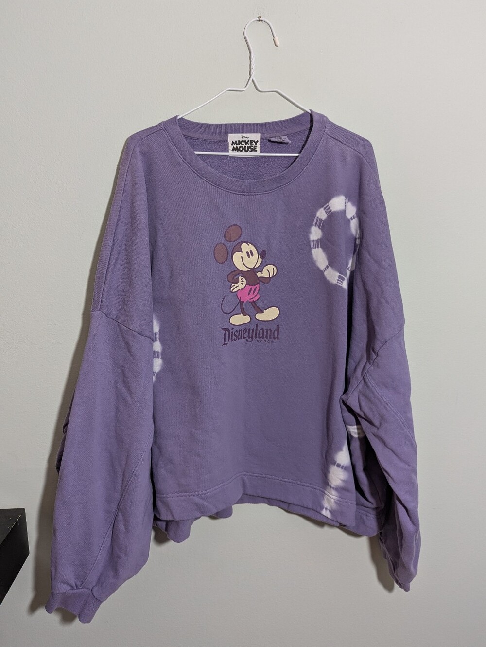 Disneyland Mickey Mouse Tie-Dye Purple Cropped Sweatshirt Womens 3X FLAW